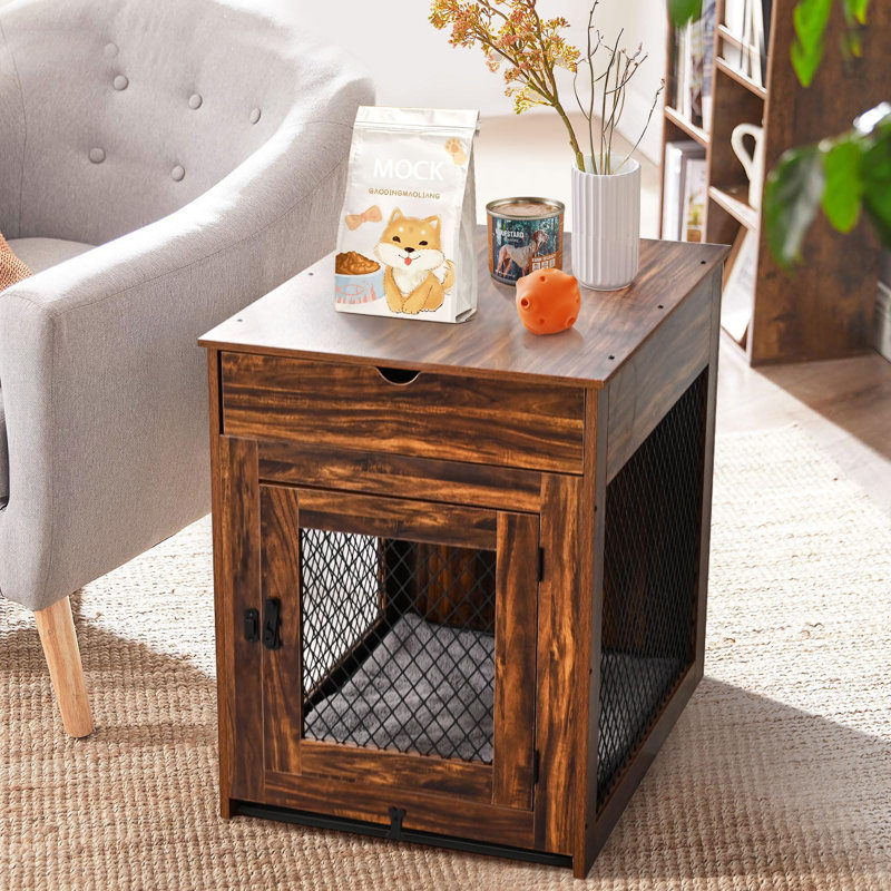 Tucker Murphy Pet Dog Crate Furniture End Table Wooden Furniture Style Dog Crates Indoor Kennel Side Table Nightstand With Storage Drawer Cushion Tray For Small Dogs Indoor Use Wayfair Canada